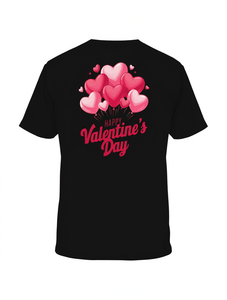T-shirt da uomo con stampa a cuore per San Valentino, girocollo, vestibilità regolare, in cotone leggero e traspirante, per abbigliamento casual - Product Image 1