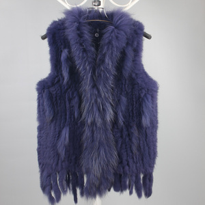 <span class=keywords><strong>Gilet</strong></span> in Pelliccia per Donna, Abbigliamento Invernale, <span class=keywords><strong>Gilet</strong></span> in Vera Pelliccia di Coniglio <span class=keywords><strong>con</strong></span> Collo in Pelliccia di Procione, <span class=keywords><strong>Gilet</strong></span> Lavorato a Maglia per Signore, Autunno/Inverno - Product Image 6