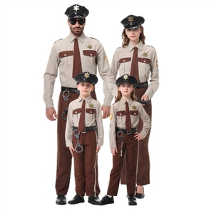 Conjunto <span class=keywords><strong>de</strong></span> Uniforme <span class=keywords><strong>de</strong></span> Sheriff Estadounidense Tallas S-XXL, <span class=keywords><strong>Disfraz</strong></span> para Halloween, Fiesta <span class=keywords><strong>de</strong></span> Disfraces para Padres e Hijos, Traje <span class=keywords><strong>de</strong></span> Actuación - Product Image 1