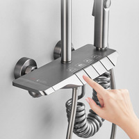 Ensemble de douche gris canon certifié CE avec garantie de 5 ans, ensemble de douche pluie chaud et froid avec robinet, pomme de douche de salle de bain