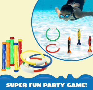 18 piezas de juguetes de piscina de buceo de niño con bolsa de almacenamiento incluye 4 anillos de piscina/Palos de buceo/4 bandidos/6 tesoros <span class=keywords><strong>juego</strong></span> de natación subacuática - Product Image 6