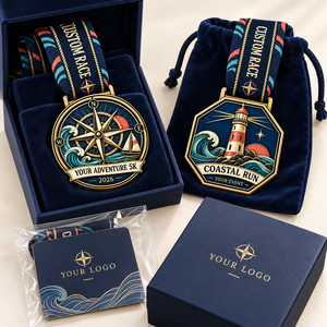 Médailles personnalisées pour course nautique, avec motifs boussole et phare, en émail dur, finition or antique, récompenses événementielles, fabricant OEM ODM - Product Image 2