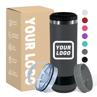 Refroidisseur de canettes personnalisable en acier inoxydable 18/8 à double paroi de 16 oz avec haut-parleur et tasse musicale intelligente LED sans fil, refroidisseur 4-en-1 avec 2 couvercles