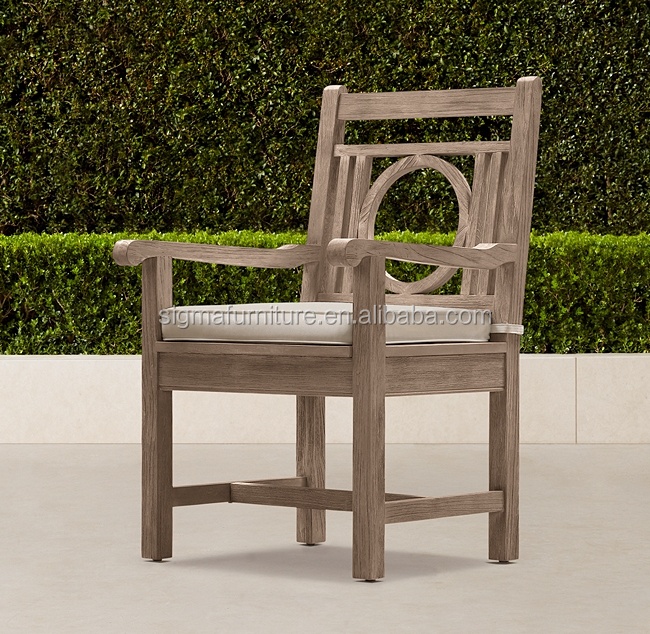 High quality best selling classic dining chair designs teak wood garden patio armrest chair