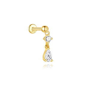 Boucles d'oreilles percées Canner S925 en argent sterling avec zircon cubique, clous d'oreilles fins avec pierre CZ, bijoux pour femmes - Product Image 3