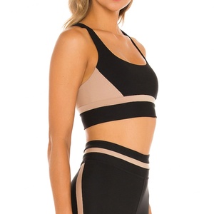Conjunto de sujetador deportivo y top de yoga con espalda cruzada hueca para mujer, ropa deportiva para damas con colores en contraste, ropa de fitness - Product Image 4