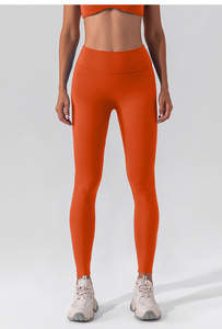 कस्टम डिजाइन महिलाओं की उच्च कमर लोचदार योग पैंट हिप-लिफ्टिंग पेट टाइट फिटनेस प्रशिक्षण ठोस नग्न शैली - Product Image 6