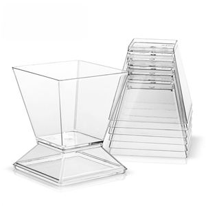Vasos Desechables para Mousse de 2oz, Forma Trapezoidal, Plástico Transparente, Mini Vasos para Pastel, Postres, Fiestas, Panadería, Marca China - Product Image 4