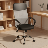 Chaise de bureau ergonomique à dossier haut pivotante avec base en métal, hauteur réglable, chaise de bureau pour le lieu de travail