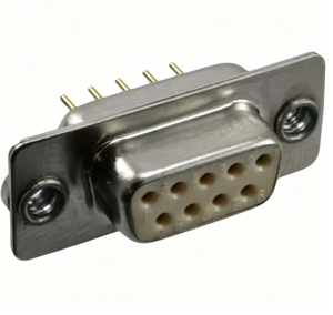 Conector Hembra D-Sub de 9 Pines 772-E09-213R011, Montaje en PCB en Ángulo Recto con Carcasa Metálica - Product Image 1