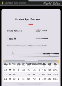 Caña de Pescar Comere Lei Ling Thorn de 2 Piezas, Ligera, de Carbono, para Pesca <span class=keywords><strong>en</strong></span> Agua Profunda, de Largo Alcance, Multiusos, con Sonido Mecánico y Sonido M-Tone - Product Image 6