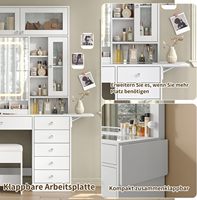 Table de maquillage moderne SENYU avec miroir éclairé et tiroirs de rangement, bureau de coiffeuse blanc pour chambre à coucher avec tabouret