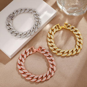 Pulsera de Cadena Cubana Tiyo, Chapada en Oro de 14K, Aleación de Zinc con Incrustaciones de Circonitas, Unisex, Joyería Moderna para Compromiso - Product Image 3