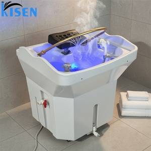Kisen Electric Modern Aluminum Alloy Shampoo Basin 4-Wheel Salon <b>Trolley</b> <b>Portable</b> Head Spa Bowl Hair Salon Counter Living Room - Product Image 1