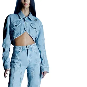 SMO Guangzhou Womens Clothing Denim Pants Suits For Women Jacket And Jean Lady Pants