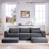 Ensemble de canapés modulaires carrés modernes rembourrés de 100 pouces pour appartement, avec 5 coussins, idéal pour les salons et les écoles