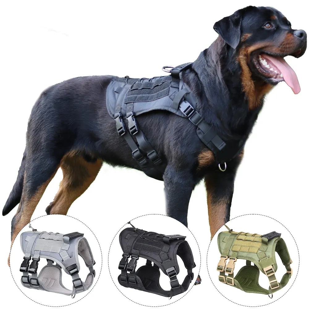 सामरिक कुत्ते दोहन के साथ संभाल लंबी पैदल यात्रा प्रशिक्षण कुत्ते के सामान मध्यम बड़े कुत्तों के लिए सुरक्षा आरामदायक पिल्ला हार्नेस
