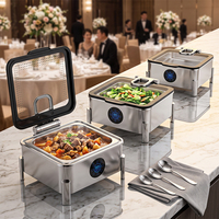 Chauffe-Plat Carré Électrique Intelligent à Commande Tactile en Acier Inoxydable pour Buffet, Réchaud de Restauration, Chauffe-Plats Professionnel pour Restaurant et Cantine