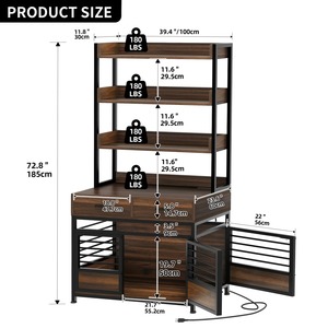 Şarj istasyonu çekmeceler ve raflar ile ahşap köpek sandık mobilya büyük köpekler için çok fonksiyonlu köpek kulübesi mobilya - Product Image 6