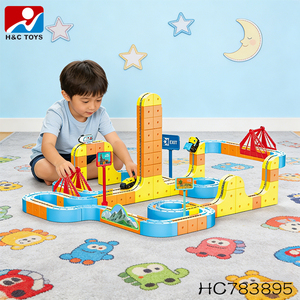 Parc de stationnement simulé pour véhicules d'ingénierie avec plateforme élévatrice, conception de piste <span class=keywords><strong>spirale</strong></span>, jouet de piste pour enfants - Product Image 5