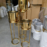 Vase à fleurs sur pied en or de luxe moderne, en acier inoxydable, pour jardin extérieur, avec fleurs artificielles, décoration intérieure, vase de sol