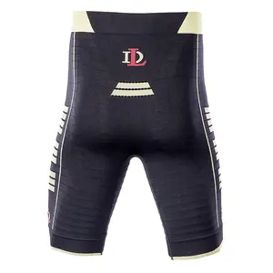 Shorts de compressão cruzado 2 em 1 para homens, cueca boxer de poliéster para corrida, roupa de compressão para homens e meninos, short para uso ao ar livre