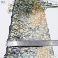 Dentelle brodée en tulle imprimé multicolore de luxe de 19 cm avec motif géométrique pailleté, garniture en dentelle brodée en maille douce pour vêtements