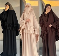 Ensemble Robe de Prière Musulmane Modeste Design Personnalisé 2025 Avec Grand Khimar, Ensemble Abaya de Prière Modeste de l'Aïd, Long Khimar