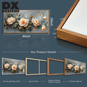 DX Designs - <span class=keywords><strong>Pintura</strong></span> en Lienzo Enmarcada Personalizada, Arte Floral Pintado a Mano, Estilo Moderno y Minimalista, Decoración <span class=keywords><strong>para</strong></span> Sala <span class=keywords><strong>de</strong></span> Estar - Product Image 5