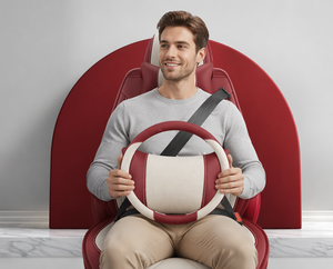 New Nappa Leather Luxury Car Seat Covers 5-Piece Universal Fit All Seasons Full <b>Set</b> with Steering Wheel Cover - Product Image 6