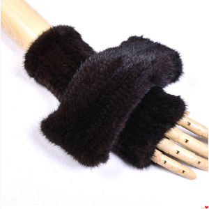 Gants tricotés en <span class=keywords><strong>fourrure</strong></span> <span class=keywords><strong>de</strong></span> vison véritable pour femmes, vente directe d'usine, chaud, élastique, offre spéciale d'hiver - Product Image 1