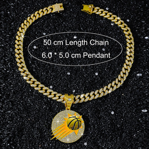 New Hot Selling Hiphop Alloy Circular <b>Basketball</b> Pendant Necklace Personalized Design Men's Necklaces Fashion Jewelry Wholesale - Product Image 5
