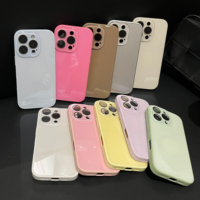 Coque Brillante en Verre Trempé pour iPhone 17 Pro Max 16 15 14 13 12 11 avec Protection d'Objectif et Pare-chocs Antichoc