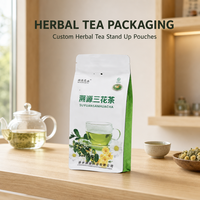 Sachet Doypack Personnalisé pour Tisane, avec Fermeture Zip, Qualité Alimentaire, Motif Tasse à Thé Botanique, OEM, Marque Privée, Vente en Gros