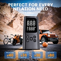 Pompe à air portable ABS 150 PSI avec manomètre numérique et lumière d'urgence pour voitures/motos/vélos/ballons