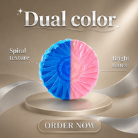 Bloc Nettoyant WC Solide Jetable Trois Couleurs Trois Effets, Nettoyage en une seule passe, 60 Jours, Parfum Rose, Élimination des Taches 50%-80%