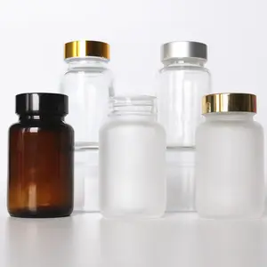 100ml Wide Mouth Glass Tablet Bottle/transparent Frosted Amber Glass Medicine Bottle