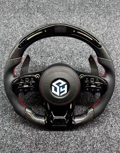 Volant en cuir semi-perforé personnalisé en fibre de carbone pour Mercedes Benz W204 W205 W166 W212 W220 W221 W222 C117 C43 C63 AMG - Product Image 3