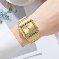 Jam Tangan Pria Skmei 2632 Berkualitas Tinggi Klasik Analog Digital Original Stainless Steel Persegi Panjang Tahan Air Mewah