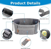 Organisateur universel pour poussette en polyester, sac à téléphone détachable pour poussettes Uppababy, Baby Jogger, Nuna, Doona, Britax