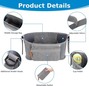 Organizer Universale in Poliestere per <span class=keywords><strong>Passeggino</strong></span>, Borsa Porta Telefono Staccabile per Passeggini Uppababy, Baby Jogger, <span class=keywords><strong>Nuna</strong></span>, Doona, Britax - Product Image 4