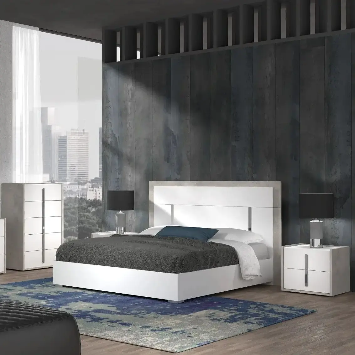 ชุดเฟอร์นิเจอร์ห้องนอนสำหรับบ้านทำจากไม้ขนาดควีนไซส์สำหรับโรงแรม