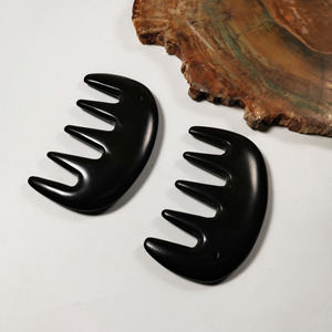 Outil de massage en cristal personnalisé DIY pour la croissance des cheveux, soulagement des maux de tête, peigne en <span class=keywords><strong>pierre</strong></span> de Bian naturelle, Gua Sha en jade, artisanat en cristal - Product Image 2