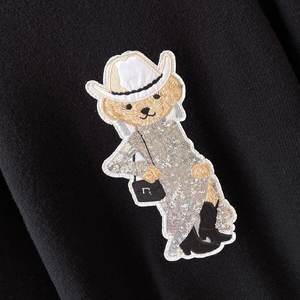 <span class=keywords><strong>Pull</strong></span> d'hiver décontracté à manches longues pour femmes en laine brodée avec un motif d'ours, haut tricoté de style coréen avec décorations perlées - Product Image 4