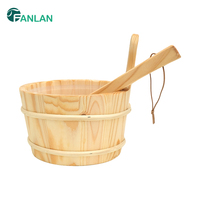 Ensemble seau et louche de sauna en bois de pin FANLAN avec doublure en plastique pour accessoires de spa et hammam