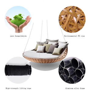 Internet Celebrous Nid d'oiseau Balançoire <span class=keywords><strong>Double</strong></span> Rocking Chaise en Rotin Panier Suspendu pour <span class=keywords><strong>Jardin</strong></span> Homestay-Patio Swings for Outdoor - Product Image 5