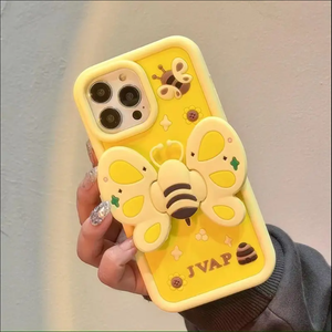 Cartone animato creativo Bee Stand cassa del telefono per <span class=keywords><strong>iPhone</strong></span> 15 14 13 12 <span class=keywords><strong>11</strong></span> X XR XS Pro Max Fall Proof <span class=keywords><strong>Cover</strong></span> antiurto in Silicone morbido - Product Image 2
