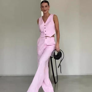 Elegant Pink <strong>Suits</strong> for Women 3 Pieces Jacket Pants Vest Notch Lapel Female Clothing <strong>Smart</strong> Banquet Office <strong>Lady's</strong> Blazers Sets - Product Image 2