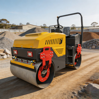 Rodillo Compactador Vibratorio de Doble Tambor Hidráulico de Alta Eficiencia de 3 Toneladas, Modelo RBT-JS1200, Motor Kubota, Grado 30%