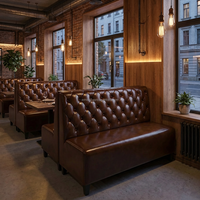 Canapé Chesterfield moderne en cuir, banquette rétro à dossier haut capitonnée, ensembles de sièges pour café, hôtel, centre commercial, durable